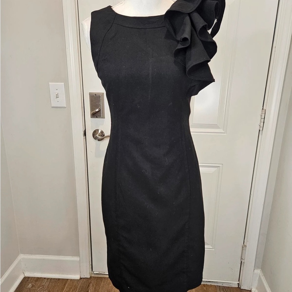 Elegant Black Ruffle Sleeve Dress